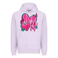 Lilac Breast Cancer Hearts Premium Hoodie - texasbilliewilder