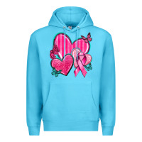 Ocean Blue Breast Cancer Hearts Premium Hoodie - texasbilliewilder