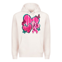 Pale Pink Breast Cancer Hearts Premium Hoodie - texasbilliewilder