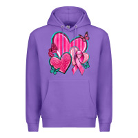 Purple Breast Cancer Hearts Premium Hoodie - texasbilliewilder