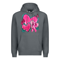 Rock Breast Cancer Hearts Premium Hoodie - texasbilliewilder