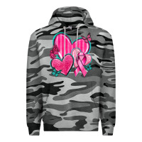 Slate Camo Breast Cancer Hearts Premium Hoodie - texasbilliewilder