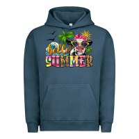 Pigment Midnight Navy hello summer cow Urban Hoodie - Zillion Design Studio
