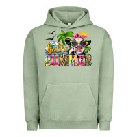 Pigment Oil Green hello summer cow Urban Hoodie - Zillion Design Studio
