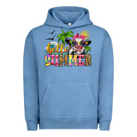 Pigment Pebble Blue hello summer cow Urban Hoodie - Zillion Design Studio