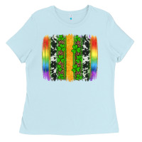 Baby Blue st patricks day rainbow brushstroke Ladies Tee - Artiststas