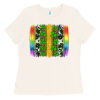 St Patricks Day Rainbow Brushstroke Ladies Tee | Teevron