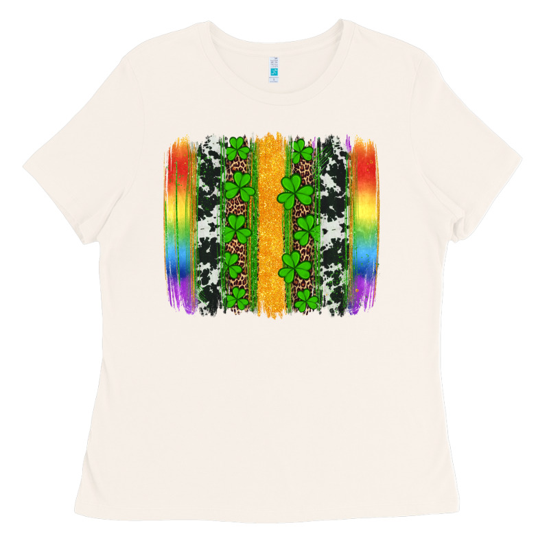 St Patricks Day Rainbow Brushstroke Ladies Tee by Artiststas | Teevron