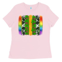 Bubblegum Pink st patricks day rainbow brushstroke Ladies Tee - Artiststas