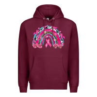 Burgundy Breast Cancer Rainbow Premium Hoodie - texasbilliewilder