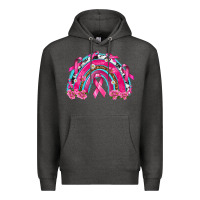 Charcoal Heather Breast Cancer Rainbow Premium Hoodie - texasbilliewilder