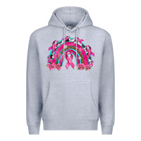 Heather Grey Breast Cancer Rainbow Premium Hoodie - texasbilliewilder