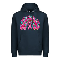 Navy Breast Cancer Rainbow Premium Hoodie - texasbilliewilder