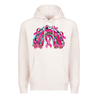 Pale Pink Breast Cancer Rainbow Premium Hoodie - texasbilliewilder
