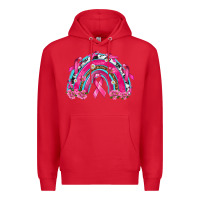 Red Breast Cancer Rainbow Premium Hoodie - texasbilliewilder