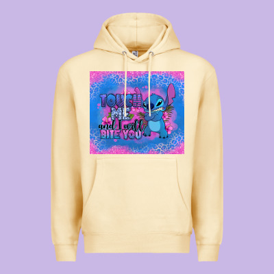 Touch Me And I Will Bite You Stitch Premium Hoodie Designed By Zillion Design Studio