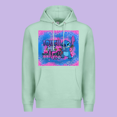 Touch Me And I Will Bite You Stitch Premium Hoodie Designed By Zillion Design Studio