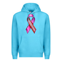 Ocean Blue Breast Cancer Ribbon American Football Premium Hoodie - texasbilliewilder