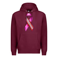 Burgundy Breast Cancer Ribbon American Football Premium Hoodie - texasbilliewilder