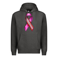 Charcoal Heather Breast Cancer Ribbon American Football Premium Hoodie - texasbilliewilder