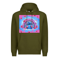 Army Green stitch rainbow Premium Hoodie - Zillion Design Studio