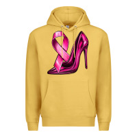 Antique Gold Breast Cancer Ribbon and Heels Premium Hoodie - texasbilliewilder