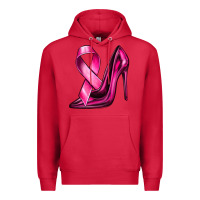 Cardinal Breast Cancer Ribbon and Heels Premium Hoodie - texasbilliewilder