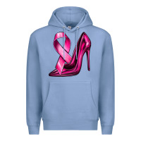 Colony Blue Breast Cancer Ribbon and Heels Premium Hoodie - texasbilliewilder