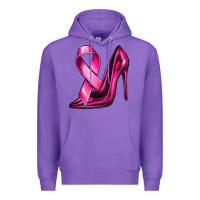 Purple Breast Cancer Ribbon and Heels Premium Hoodie - texasbilliewilder