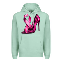 Seafoam Breast Cancer Ribbon and Heels Premium Hoodie - texasbilliewilder