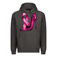 Smoke Breast Cancer Ribbon and Heels Premium Hoodie - texasbilliewilder