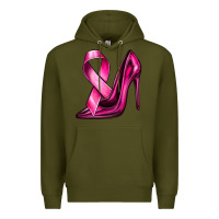 Army Green Breast Cancer Ribbon and Heels Premium Hoodie - texasbilliewilder