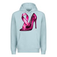 Blue Mist Breast Cancer Ribbon and Heels Premium Hoodie - texasbilliewilder