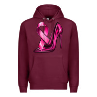 Burgundy Breast Cancer Ribbon and Heels Premium Hoodie - texasbilliewilder