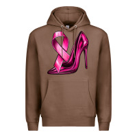 Chestnut Breast Cancer Ribbon and Heels Premium Hoodie - texasbilliewilder