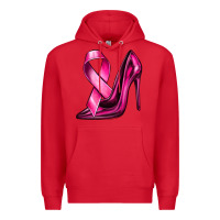 Red Breast Cancer Ribbon and Heels Premium Hoodie - texasbilliewilder