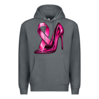Rock Breast Cancer Ribbon and Heels Premium Hoodie - texasbilliewilder