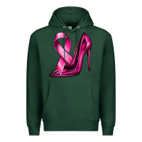 Sports Green Breast Cancer Ribbon and Heels Premium Hoodie - texasbilliewilder