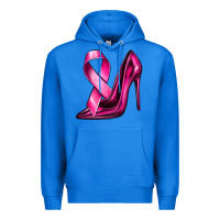 True Royal Breast Cancer Ribbon and Heels Premium Hoodie - texasbilliewilder