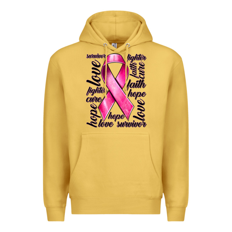 Breast Cancer Ribbon Hope Love Faith Premium Hoodie by texasbilliewilder | Teevron