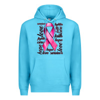 Ocean Blue Breast Cancer Ribbon Hope Love Faith Premium Hoodie - texasbilliewilder