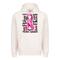 Pale Pink Breast Cancer Ribbon Hope Love Faith Premium Hoodie - texasbilliewilder