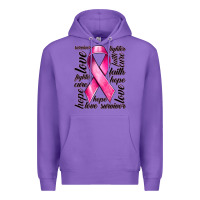 Purple Breast Cancer Ribbon Hope Love Faith Premium Hoodie - texasbilliewilder