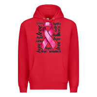 Red Breast Cancer Ribbon Hope Love Faith Premium Hoodie - texasbilliewilder