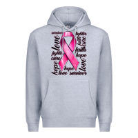 Heather Grey Breast Cancer Ribbon Hope Love Faith Premium Hoodie - texasbilliewilder