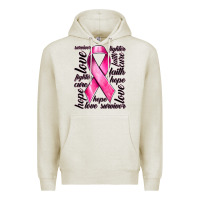 Oatmeal Heather Breast Cancer Ribbon Hope Love Faith Premium Hoodie - texasbilliewilder