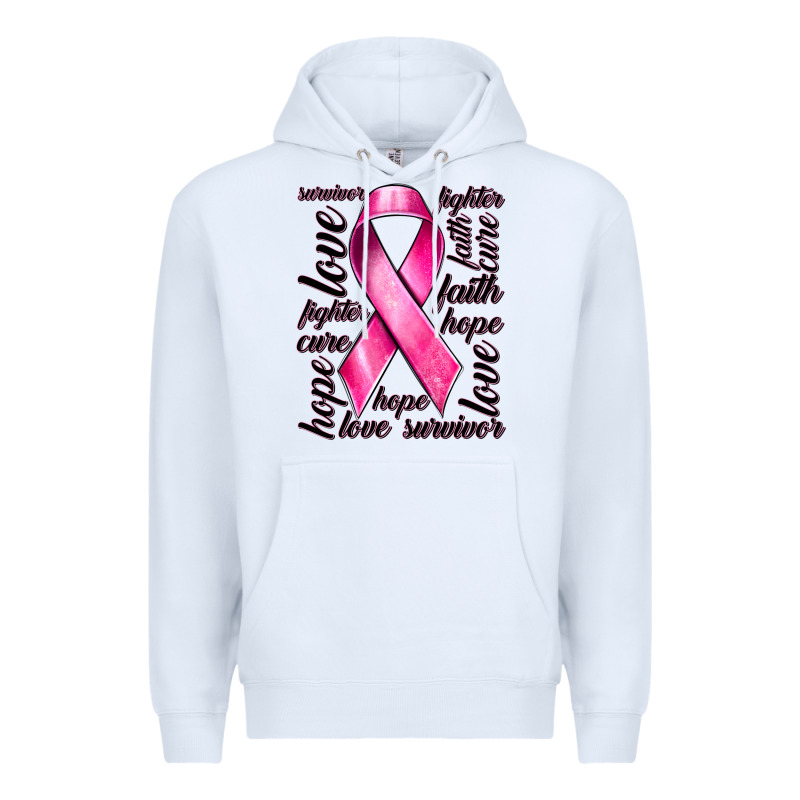 Breast Cancer Ribbon Hope Love Faith Premium Hoodie by texasbilliewilder | Teevron