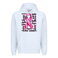 White Breast Cancer Ribbon Hope Love Faith Premium Hoodie - texasbilliewilder
