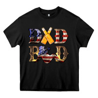 Black American Flag Dad Bod Heavy Core Tee - LillyAllenDesigns