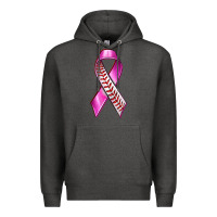 Charcoal Heather Breast Cancer Ribbon Baseball Premium Hoodie - texasbilliewilder
